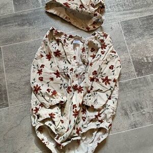 3/$20 Floral Baby Romper with Headband